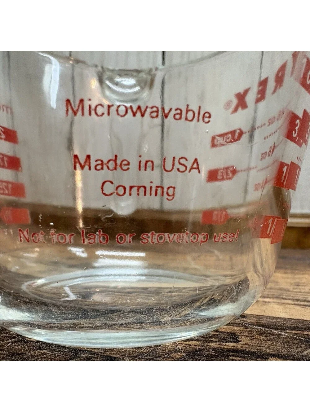 Vintage PYREX One Cup/250ml Measuring Cup Clear Glass Red Lettering J18 USA